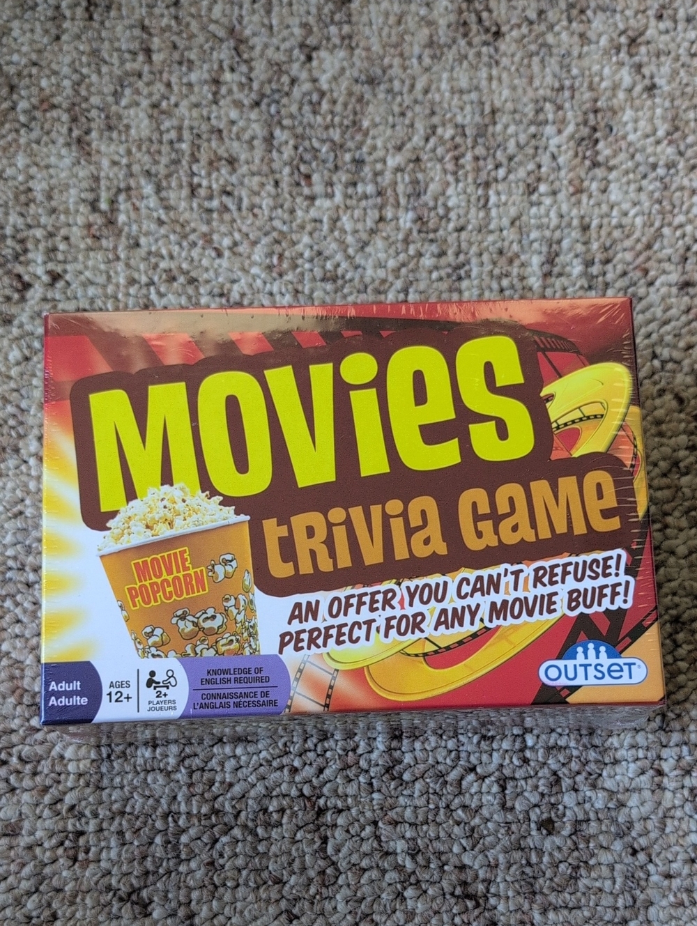 Movies Trivia Game - Adult 12+ Ages 2+ Platyers  Brown & Yellow